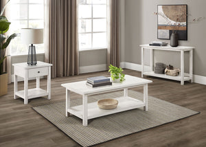 Coaster Payne 1-Drawer Wood End Table With Shelf Distressed White