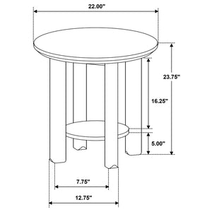 Coaster Ottowa 22-Inch Round Wood Side End Table With Shelf Brown