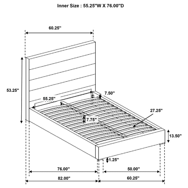 Coaster Felicity 53-Inch Upholstered Full Platform Bed White
