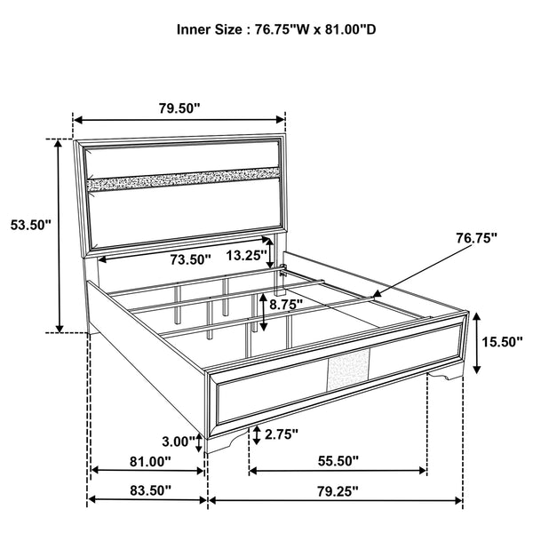 Coaster Miranda 54-Inch Upholstered King Panel Bed Black