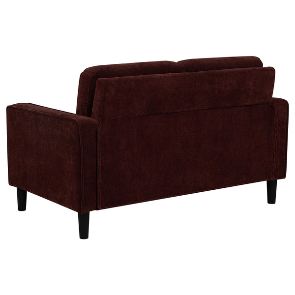 Coaster Ruth 3-Piece Fabric Upholstered Track Arm Sofa Rust Red
