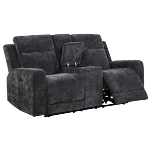 Coaster Kennett 2-Piece Chenille Power Reclining Sofa Set Dark Grey