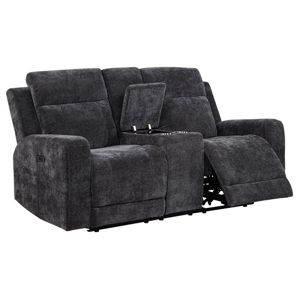 Coaster Kennett 2-Piece Chenille Power Reclining Sofa Set Dark Grey