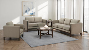 Coaster Islington Fabric Upholstered Panel Arm Loveseat Taupe