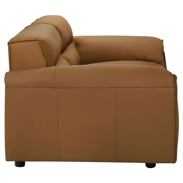 Coaster Buxton Top Grain Leather Upholstered Loveseat Orange