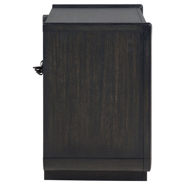 Coaster Leandro 2-Drawer LED Nightstand With Usb Burnished Black