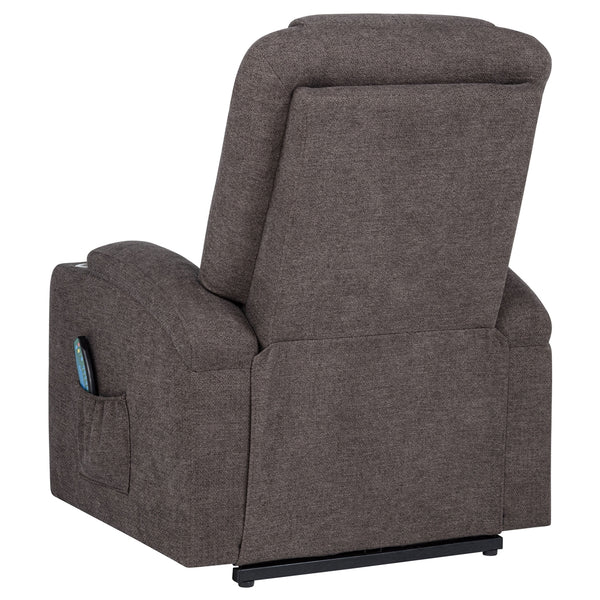 Coaster Louie Chenille Upholstered Power Lift Massage Chair Brown