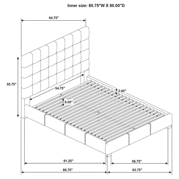 Coaster Medley Genuine Leather Queen Panel Platform Bed Tan