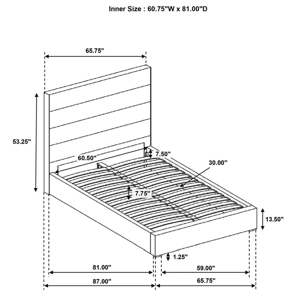 Coaster Felicity 53-Inch Upholstered Queen Platform Bed White