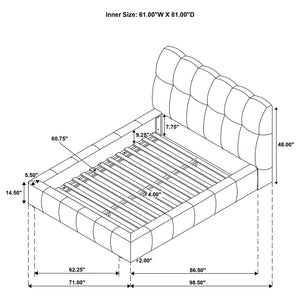 Coaster Nollet 48-Inch Upholstered Queen Panel Platform Bed Grey