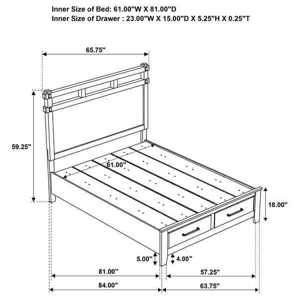 Coaster Hazlewood 59-Inch Queen Panel Storage Bed Vineyard Oak