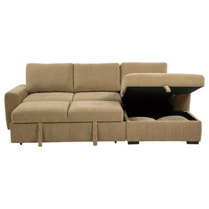 Coaster Pastrana Upholstered Sleeper Sectional Sofa Raf Chaise Camel