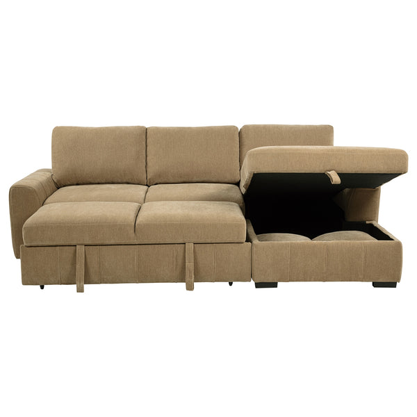 Coaster Pastrana Upholstered Sleeper Sectional Sofa Raf Chaise Camel