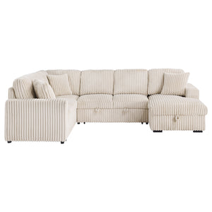 Coaster Devonshire Sleeper Sectional Sofa Storage Chaise Camel
