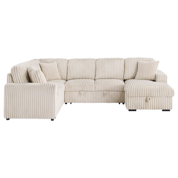Coaster Devonshire Sleeper Sectional Sofa Storage Chaise Camel