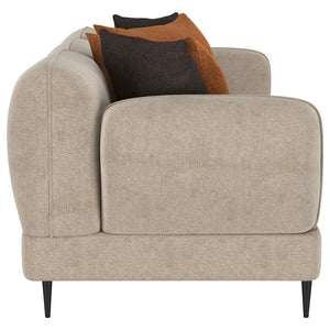 Coaster Jade Chenille Upholstered Sculpted Track Arm Sofa Latte