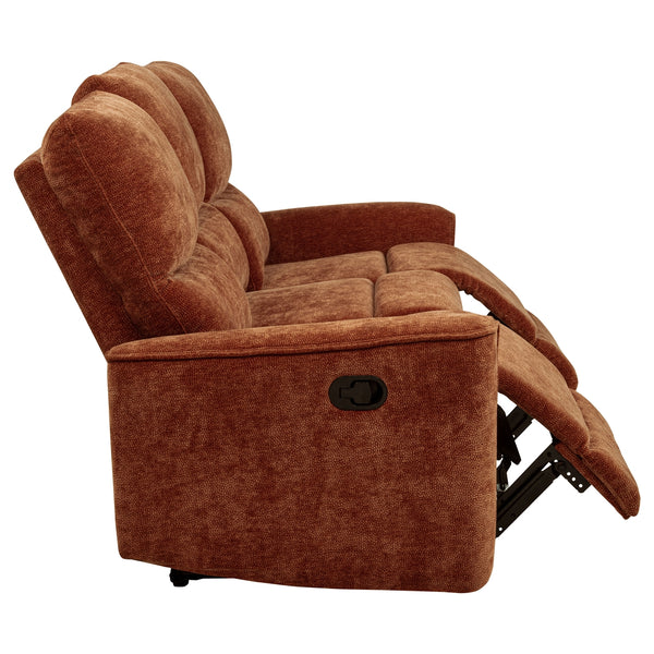 Coaster Navarro Chenille Upholstered Reclining Sofa Burnt Orange