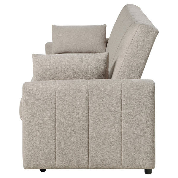 Coaster Portland Boucle Upholstered Sleeper Sofa Bed Latte