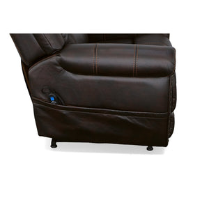 Flexsteel Oscar Fabric Power Lift Recliner with Right-Hand Control & Power Headrest in Molasses
