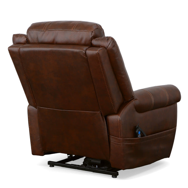 Flexsteel Oscar Fabric Power Lift Recliner with Right-Hand Control & Power Headrest in Pumpernickel