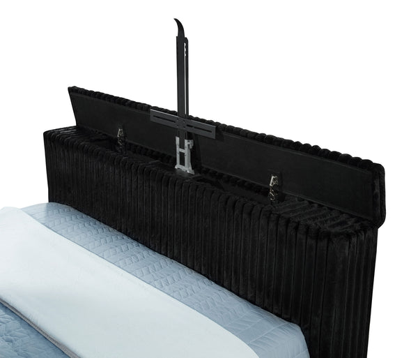 Coaster Centergrove Upholstered California King Wingback Tv Bed Black