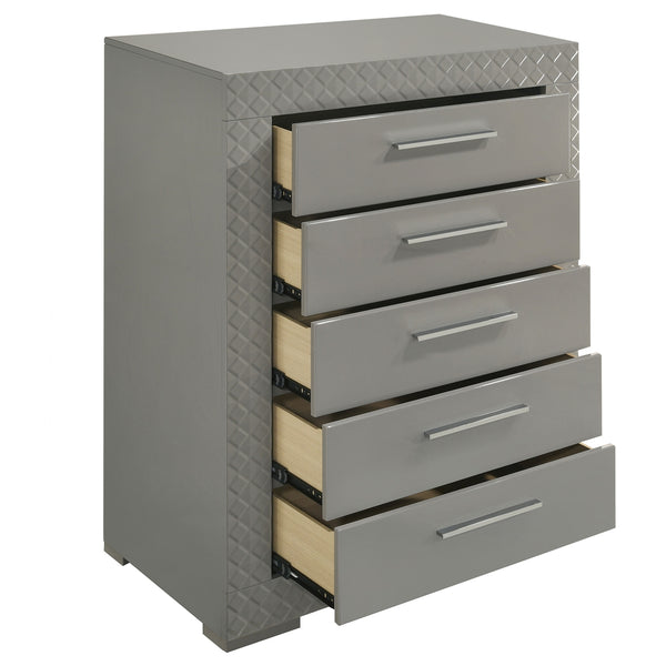 Coaster Ives 5-Drawer Bedroom Chest Of Drawers Grey High Gloss