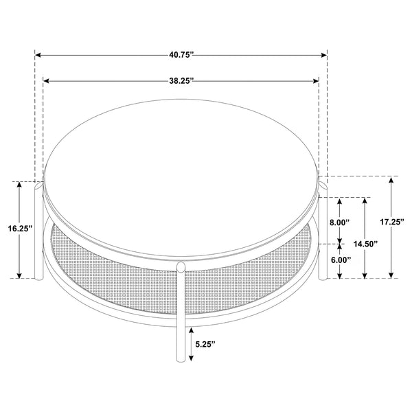 Coaster Arini Round Coffee Table With Storage Shelf Sand Wash