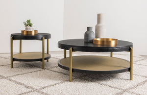 Coaster Arini Round Coffee Table With Storage Shelf Black
