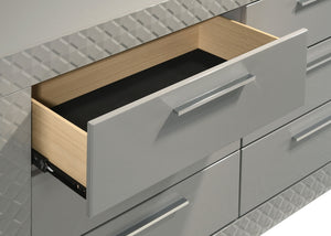 Coaster Ives 6-Drawer Dresser & Mirror Grey High Gloss