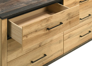 Coaster Kaywood 6-Drawer Dresser & Mirror Natural Pine