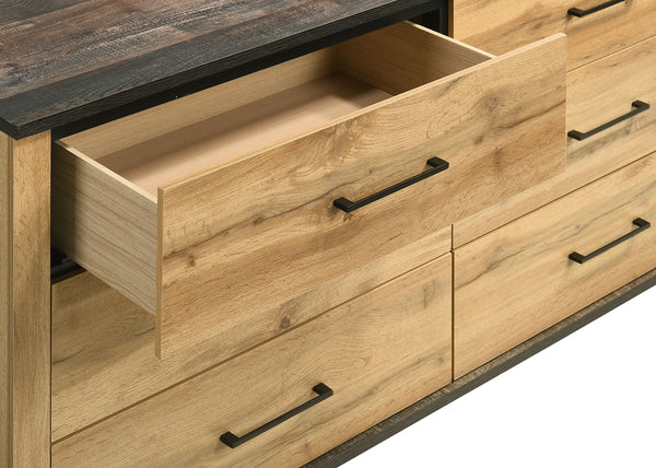 Coaster Kaywood 6-Drawer Dresser & Mirror Natural Pine