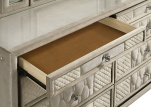 Coaster Lorient 8-Drawer LED Dresser With Mirror Ivory & Camel