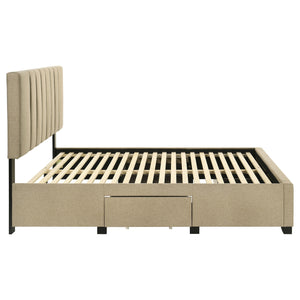 Coaster Wheatland 4-Drawer Upholstered Full Storage Bed Light Brown