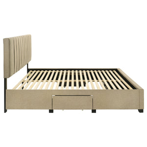 Coaster Wheatland 4-Drawer Upholstered King Storage Bed Brown