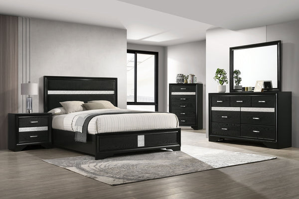 Coaster Miranda 54-Inch Upholstered King Panel Bed Black