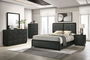 Coaster Cavelle 51-Inch Upholstered King Bed Black