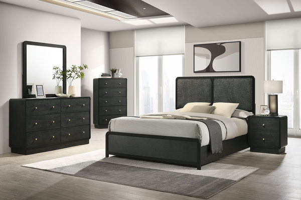 Coaster Cavelle 51-Inch Upholstered King Bed Black