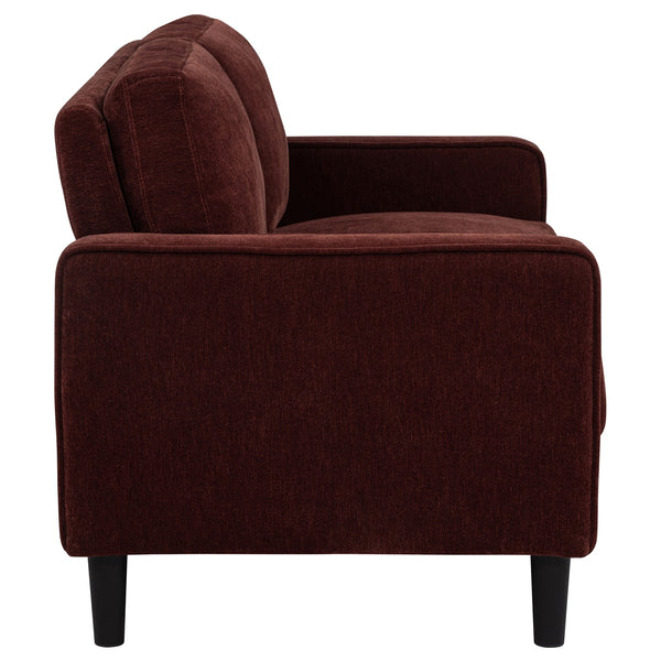 Coaster Ruth 3-Piece Fabric Upholstered Track Arm Sofa Rust Red