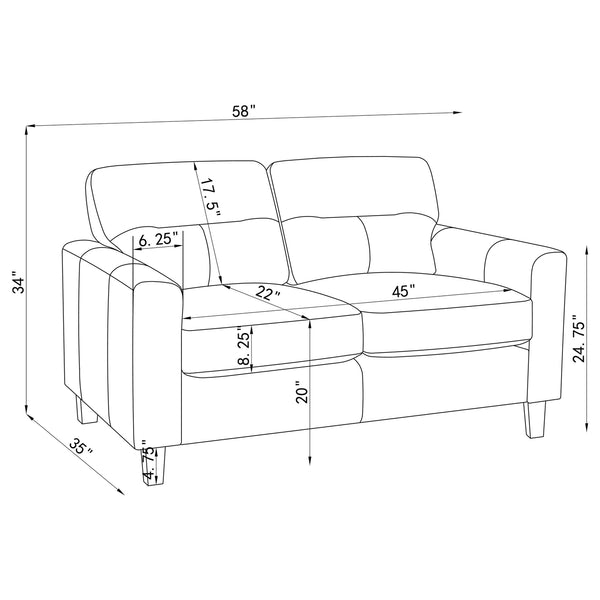 Coaster Scotland Faux Leather Upholstered Track Arm Loveseat Black