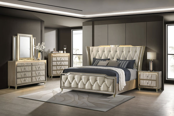 Coaster Lorient LED Dresser Mirror Ivory & Camel