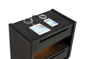 Coaster Leandro 2-Drawer LED Nightstand With Usb Burnished Black