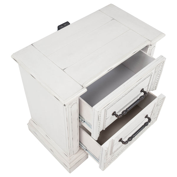 Coaster Mckinney 2-Drawer Nightstand With Dual Usb Vintage White