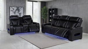 Coaster Zuma Faux Leather Upholstered Dual Power LED Recliner Black