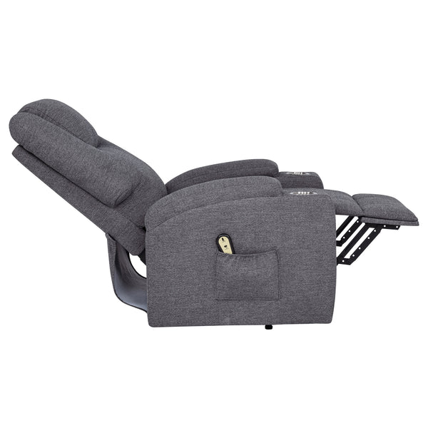 Coaster Louie Chenille Upholstered Power Lift Massage Chair Grey