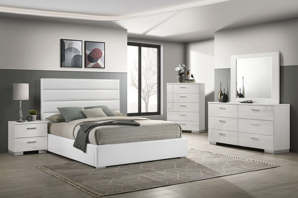 Coaster Felicity 53-Inch Upholstered Queen Platform Bed White