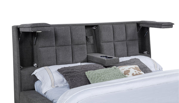 Coaster Dreux Upholstered Queen Panel Platform Bed Grey