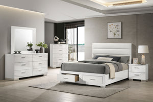 Coaster Felicity Queen Storage Bed White High Gloss