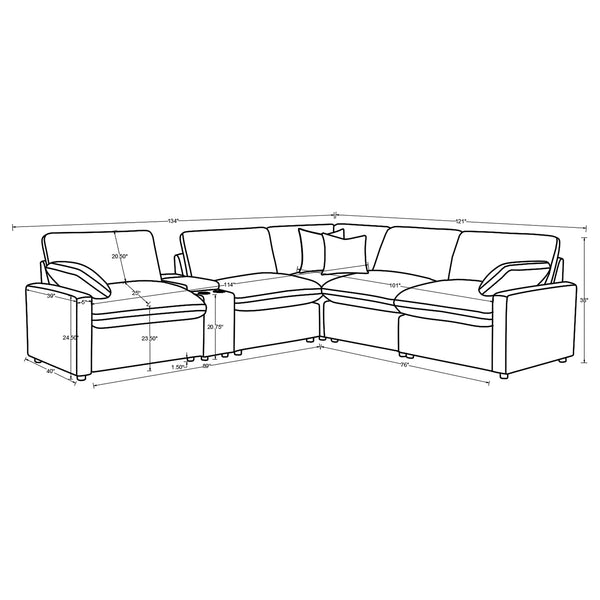 Coaster Collins 6-Piece Modular Power Reclining Sectional Dark Grey