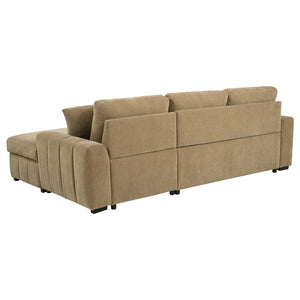 Coaster Pastrana Upholstered Sleeper Sectional Sofa Raf Chaise Camel