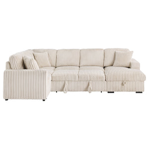 Coaster Devonshire Sleeper Sectional Sofa Storage Chaise Camel